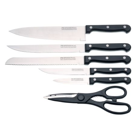 ΣΕΤ 5 ΜΑΧΑΙΡΙΑ & ΨΑΛΙΔΙ ΜΕ ΞΥΛΙΝΗ ΒΑΣΗ KITCHEN CRAFT