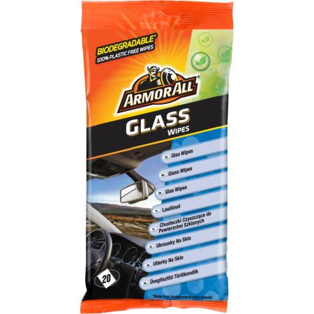 ΣΕΤ 20 ΥΓΡΑ ΜΑΝΤΗΛΑΚΙΑ ΓΙΑ ΤΖΑΜΙΑ ARMOR ALL FLOW PACK WIPES GLASS