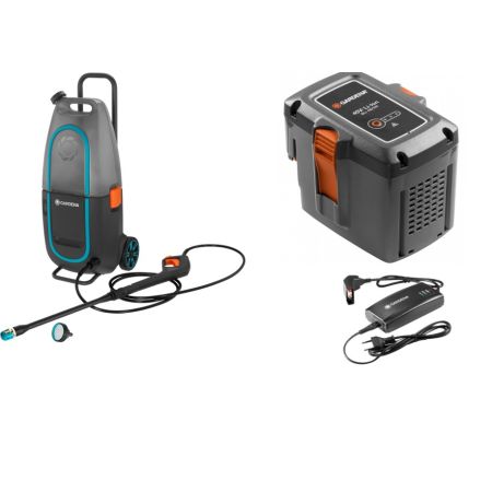 ΣΕΤ ΠΛΥΣΤΙΚΟ ΜΠΑΤΑΡΙΑΣ GARDENA AQUACLEAN Li 40/60 ΜΕ ΜΠΑΤΑΡΙΑ ΚΑΙ ΦΟΡΤΙΣΤΗ