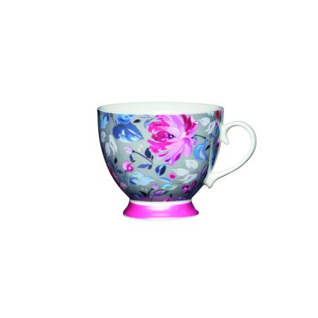 ΚΟΥΠΑ ΠΟΡΣΕΛΑΝΗΣ ΜΕ ΠΟΔΙ KITCHEN CRAFT GREY FLORAL 40 CL (ΣΥΣΚΕΥΑΣΙΑ 4 ΤΕΜΑΧΙΩΝ)