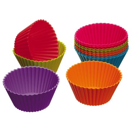 SET 12 SILICONE CASES FOR CUPCAKES KITCHEN CRAFT COLOR WORKS 7 CM