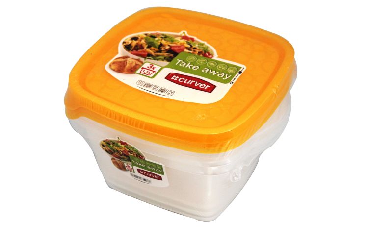 ΣΕΤ 3 ΠΛΑΣΤΙΚΑ ΦΑΓΗΤΟΔΟΧΕΙΑ CURVER TAKEAWAY 1,1 LT