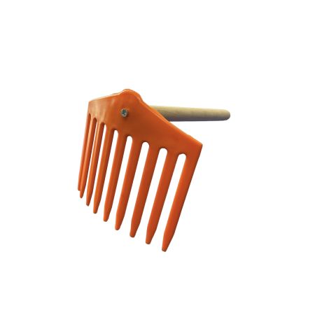 9 TEETH OLIVE COMB WITH WOODEN HANDLE