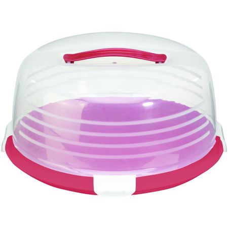 PLASTIC CAKE - CAKE BASE WITH CURVER ESSENTIALS LID 31 X 9 RED