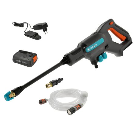 GARDENA AQUACLEAN 18V P4A BATTERY WASHING PIPE SET WITH BATTERY & CHARGER