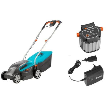 GARDENA POWERMAX Li-18/32 BATTERY LAWN MACHINE SET WITH BATTERY AND CHARGER